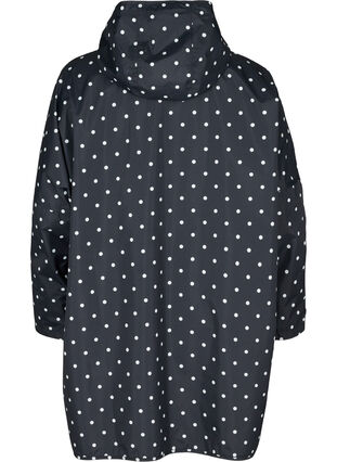 Regnponcho med huva och mönster, Black w/ white dots, Packshot image number 1