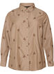 Randig skjorta med broderade blommor, Brun, Packshot image number 0