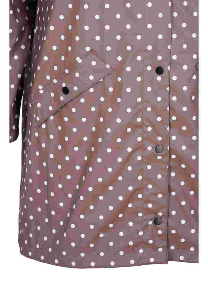 Regnjacka i prickigt mönster med huva, Iron W/White dot, Packshot image number 3