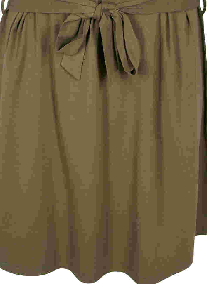 Kortärmad klänning med midjeband, Dusty Olive, Packshot image number 3