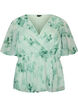 Blus i chiffong med blommor och korta &auml;rmar, Gr&ouml;n, Packshot image number 0