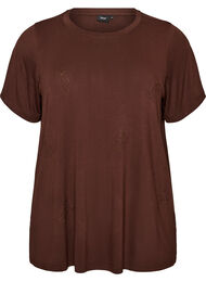 T-shirt i viskos med strass, Brun