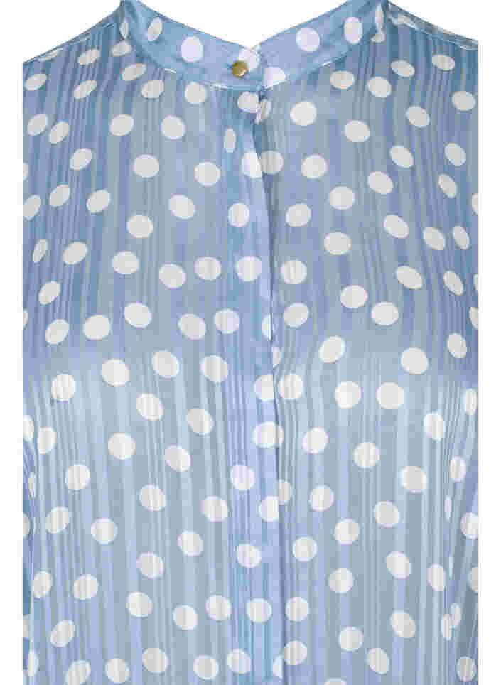 Mönstrad skjorta med 3/4 ärmar, Dusty Blue Dot, Packshot image number 2