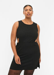 Ärmlös klänning med utskuret parti, Black, Model
