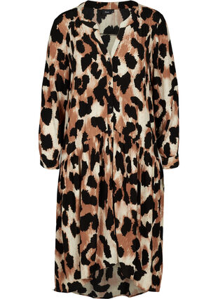 Långklänning med leopard print, Black AOP, Packshot image number 0