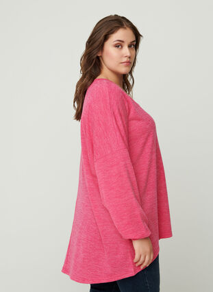 Lös blus med långa ärmar, Fandango Pink ASS, Model image number 1
