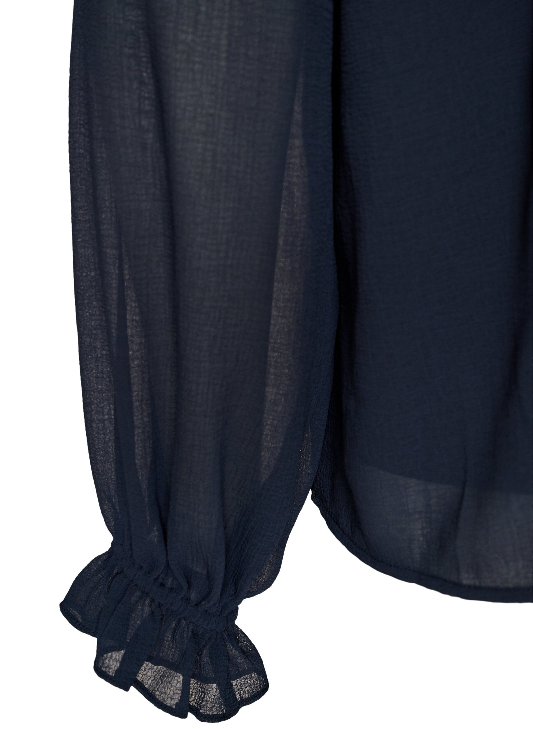 ZizziSkir blus med volanger och knytning, Bl&aring;, Packshot image number 3
