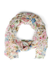 Mönstrad scarf med franskant, Light Flower AOP