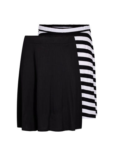 2-pack kjolar i viskos, Black / Black Y/D, Packshot image number 0