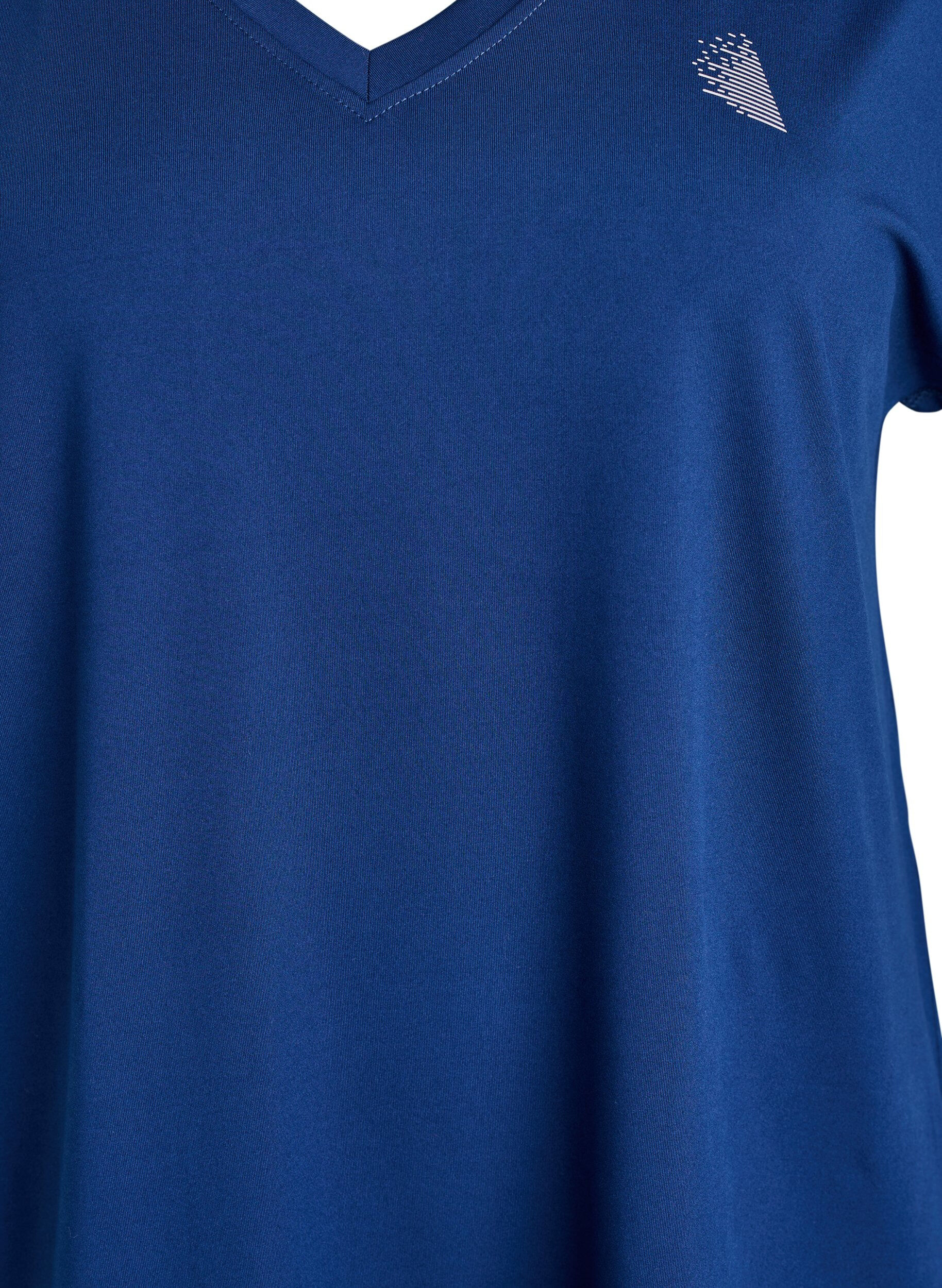 ZizziTr&auml;nings t-shirt med v-ringning och l&ouml;s passform, Bl&aring;, Packshot image number 2