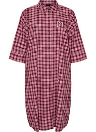 L&aring;ng rutig skjorta med 3/4-&auml;rmar, Rosa