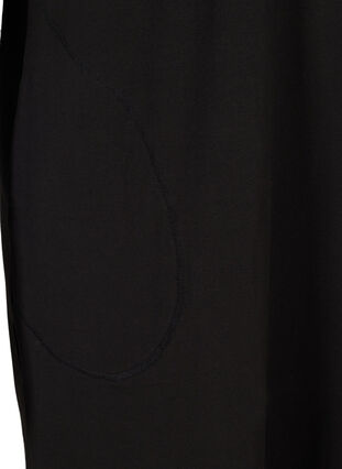 Kortärmad bomullsklänning med fickor, Solid Black, Packshot image number 3
