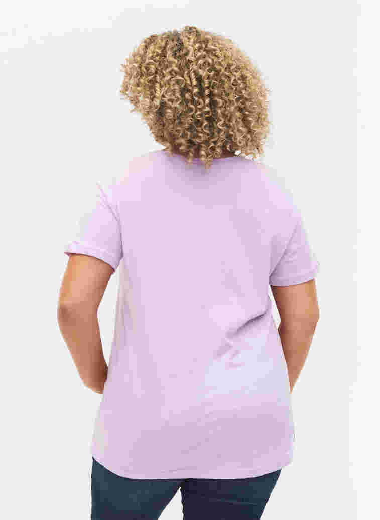 T-shirt i bomull med texttryck, Lavendula LOVE, Model image number 1