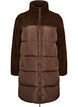 Halvl&aring;ng pufferjacka med teddyfleece, Brun, Packshot image number 0