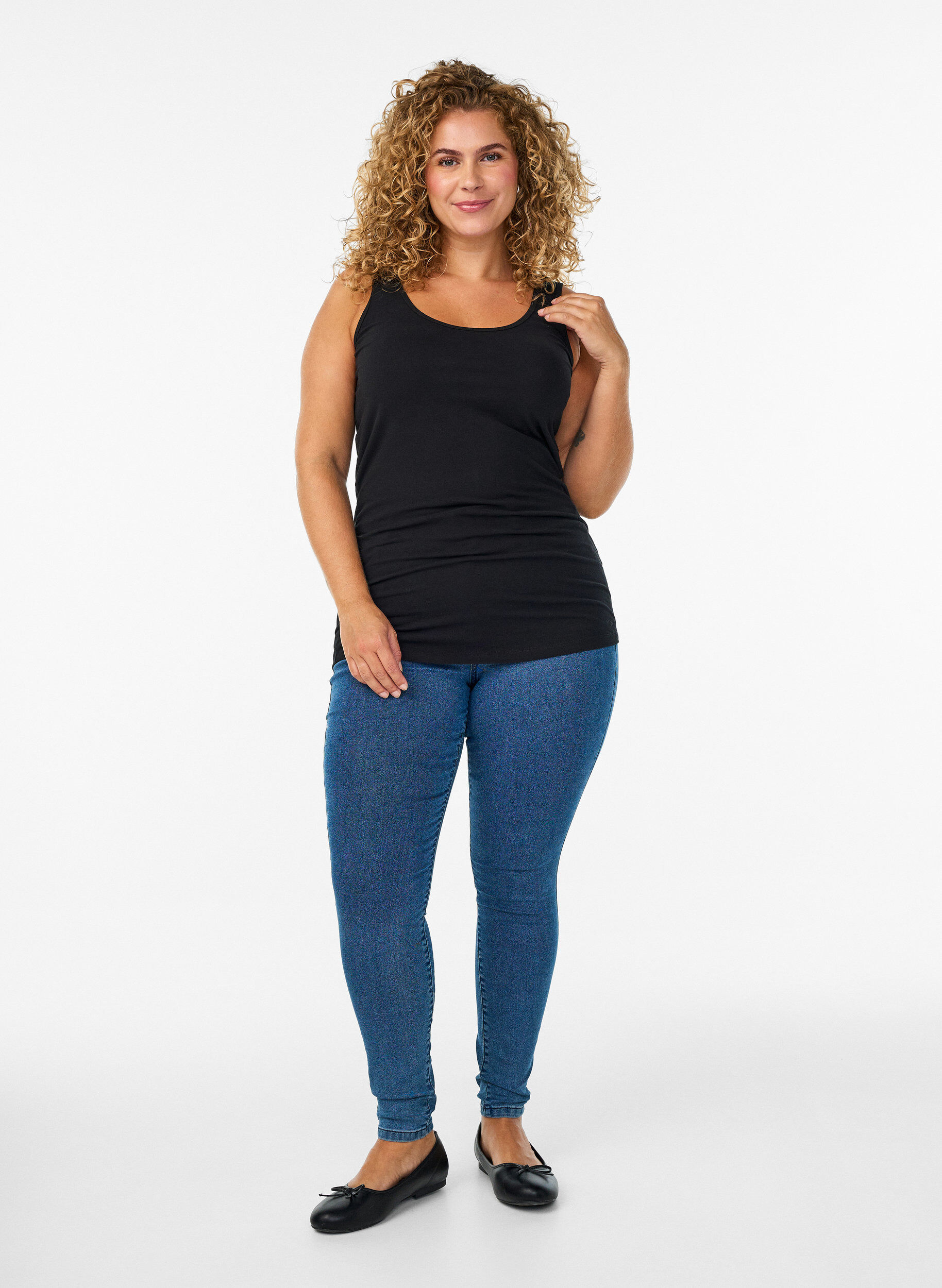ZizziEnf&auml;rgat baslinne i bomull, Svart, Model image number 1