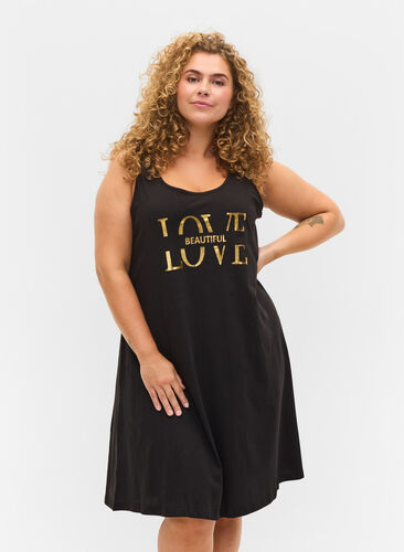 Klänning i A-form, Black LOVE, Model image number 0