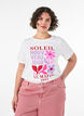 T-shirt i bomull med tryck, Vit, Model image number 0