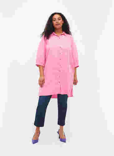 Lång skjorta i 100% lyocell (TENCEL™) med 3/4-ärmar, Rosebloom, Model image number 2