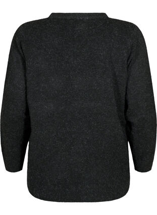 Melerad pullover med V-ringning, Dark Grey Melange, Packshot image number 1