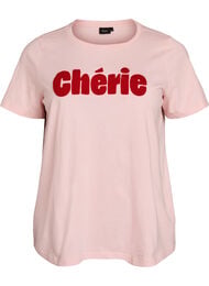 T-shirt i ekologisk bomull med tryck framtill, Rosa