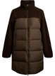 Halvl&aring;ng pufferjacka med teddyfleece, Brun, Packshot image number 0