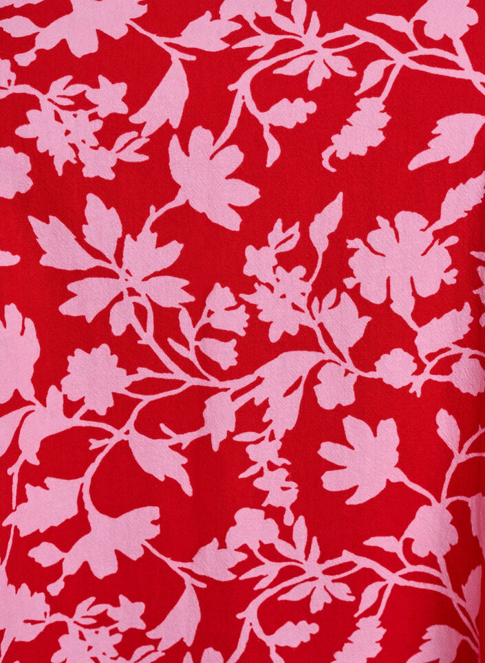 Kort a-linjeformad kl&auml;nning med blomm&ouml;nster, R&ouml;d, Packshot image number 2