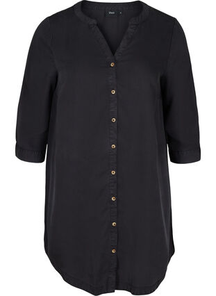 Skjortklänning med 3/4 ärmar, Black, Packshot image number 0