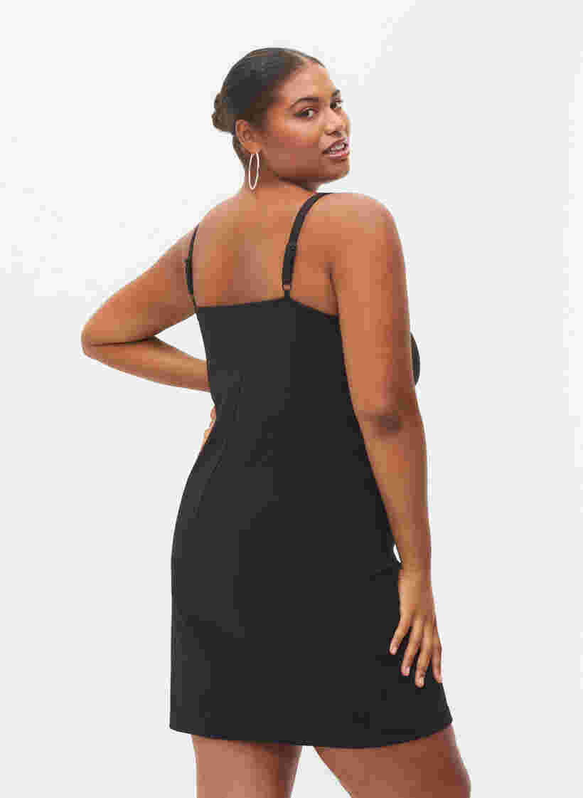 Kroppsnära klänning med snörning, Black, Model image number 1