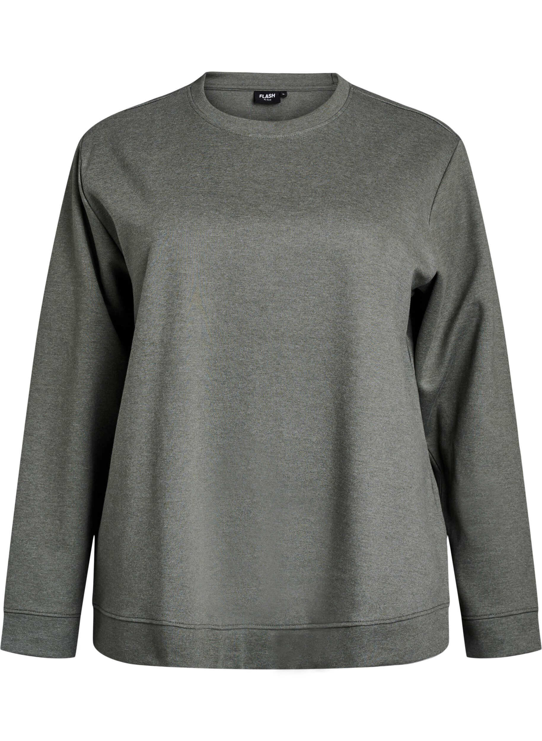 Zizzi Sweatshirt med rund halsringning, Gr&ouml;n, Packshot image number 0