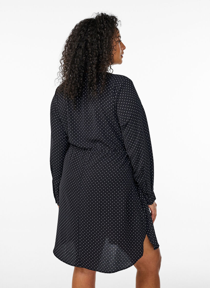 Knälång klänning med knytskärp, Svart, Model image number 2