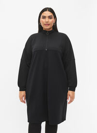 Sweatshirtklänning i modalmix med hög hals, Black, Model