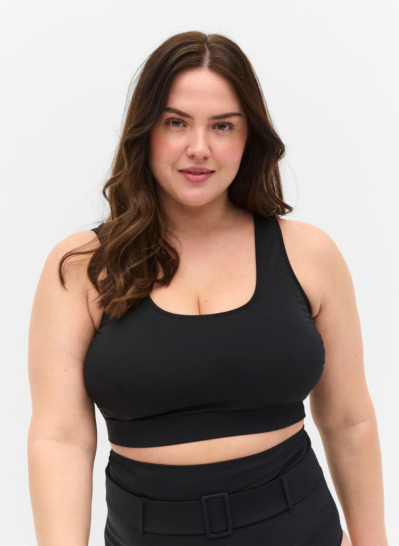 Bikinitop med rund halsringning , Black, Model image number 0