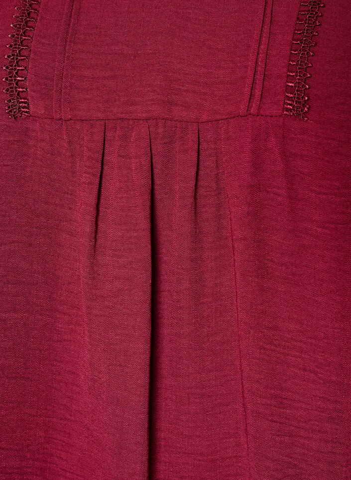 Blus med v-ringning och virkat band, R&ouml;d, Packshot image number 2