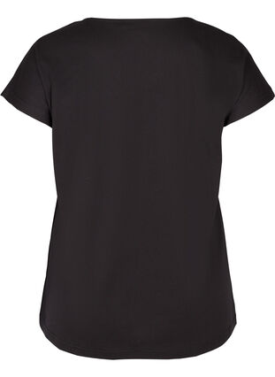 T-shirt i bomull med färgglatt tryck, Black W, Packshot image number 1