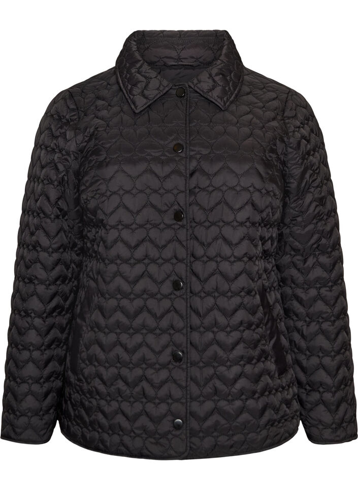L&auml;tt vadderad jacka med dekorativ quiltning, Svart, Packshot image number 0