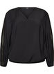 Blus med ballongeffekt och chiffongdetaljer, Svart, Packshot image number 0
