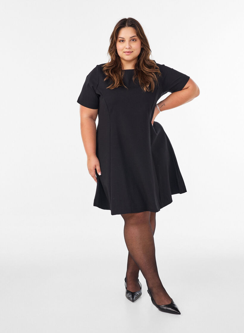 Kort a-linjeformad jerseykl&auml;nning, 0199, Model image number 1