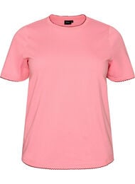T-shirt i bomull med v&aring;giga kontrasterande kanter, Rosa