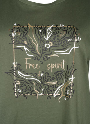 T-shirt i ekologisk bomull med guldtryck, Thyme W. Free, Packshot image number 2