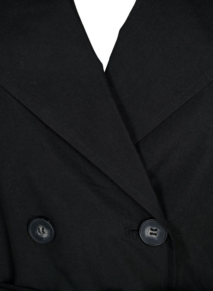 Trenchcoat med bälte och fickor, Black, Packshot image number 2