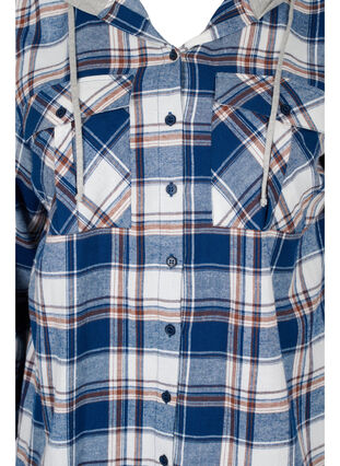 Rutig skjortjacka med huva, Blue White Check, Packshot image number 2