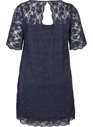 Kortärmad spetsklänning, Navy Blazer, Packshot image number 1