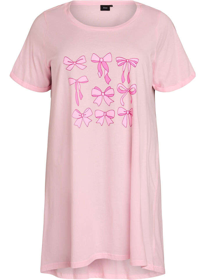 Kort&auml;rmat nattlinne i ekologisk bomull, Rosa, Packshot image number 0