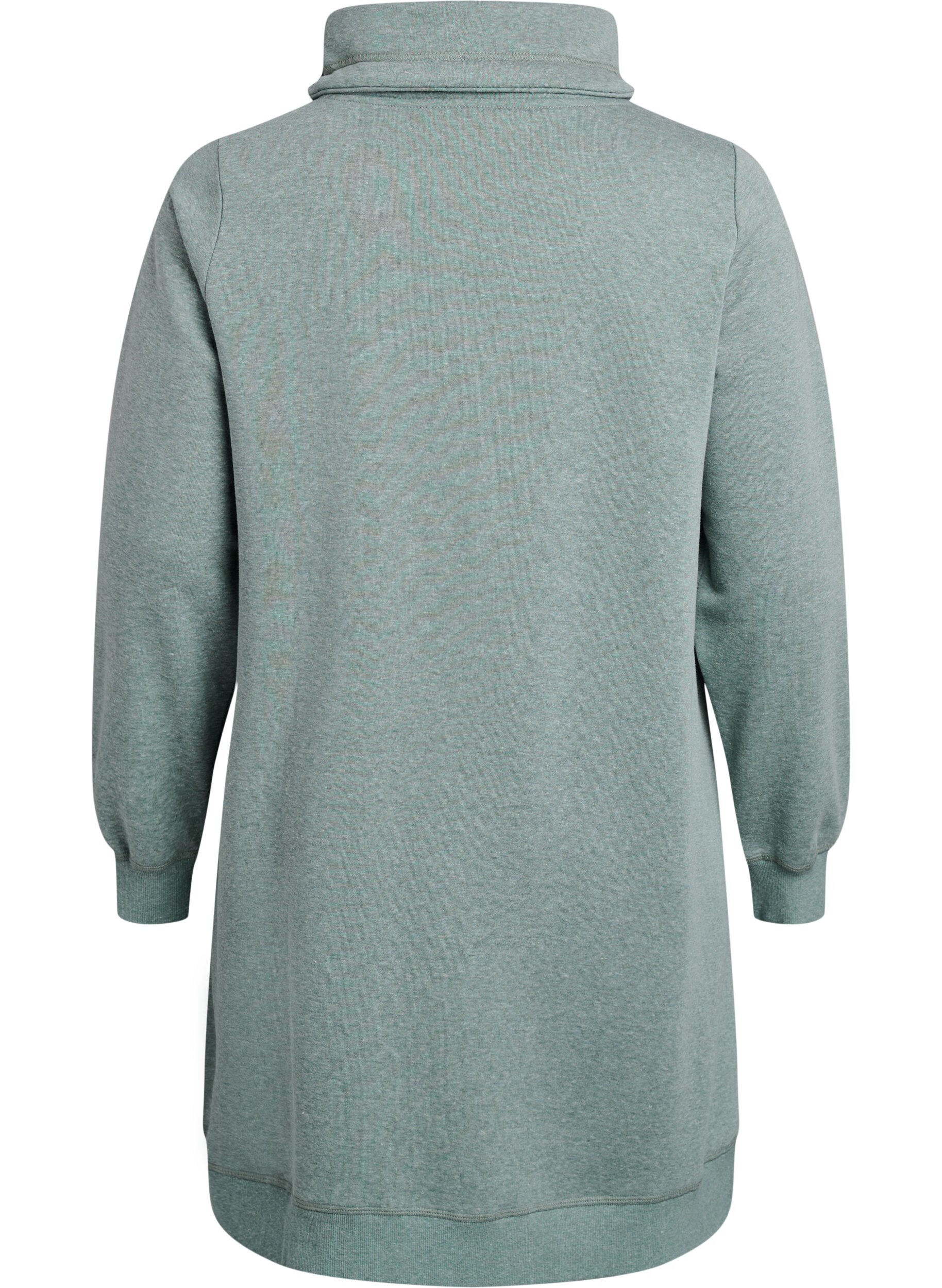 Zizzi Kort sweatshirtkl&auml;nning med h&ouml;g krage och fickor, Gr&ouml;n, Packshot image number 1