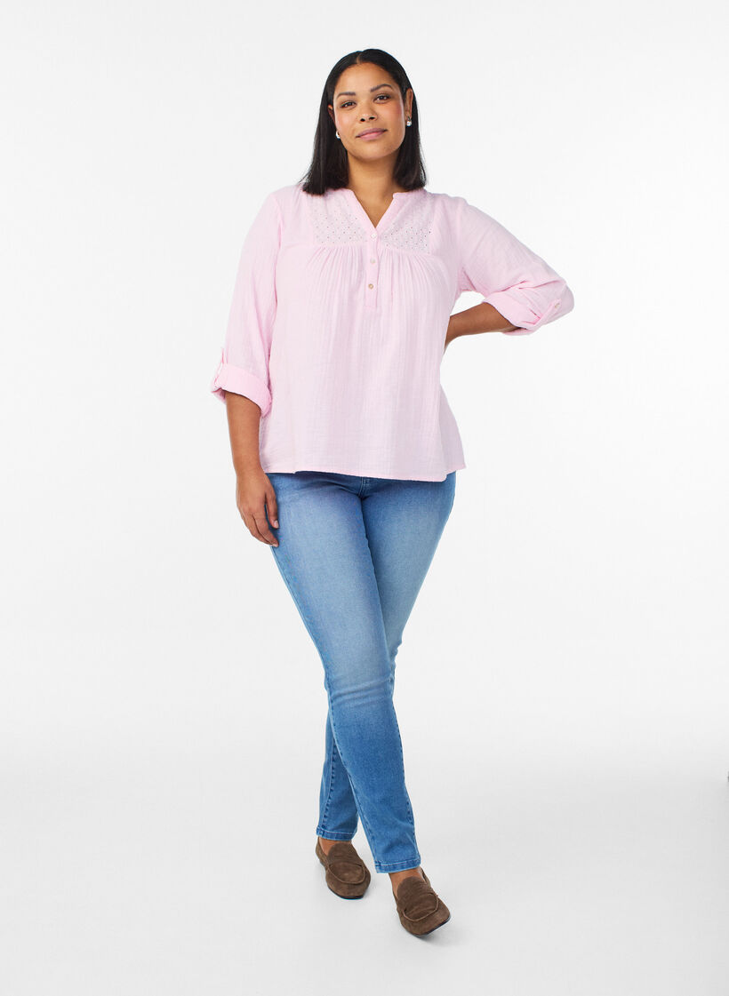 Emily jeans med smal passform och normal midja, Bl&aring;, Model image number 0