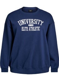 Sweatshirt med texttryck, Bl&aring;