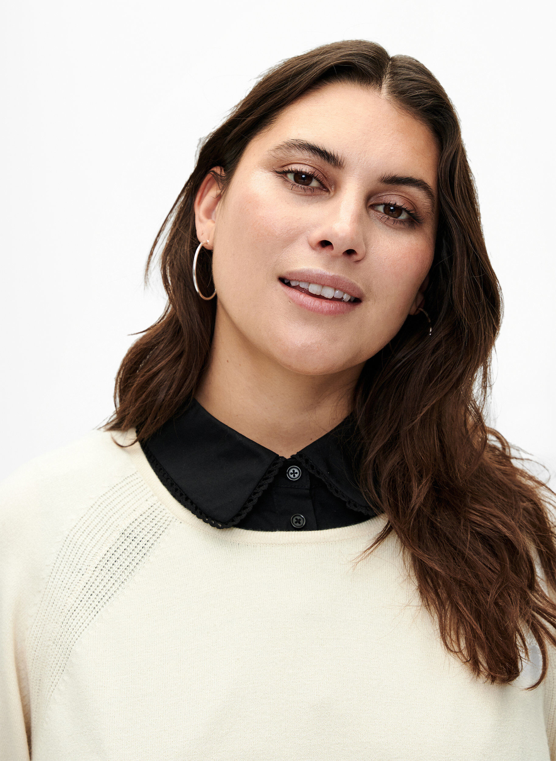 Zizzi Krage med spetsband, Black, Model image number 0