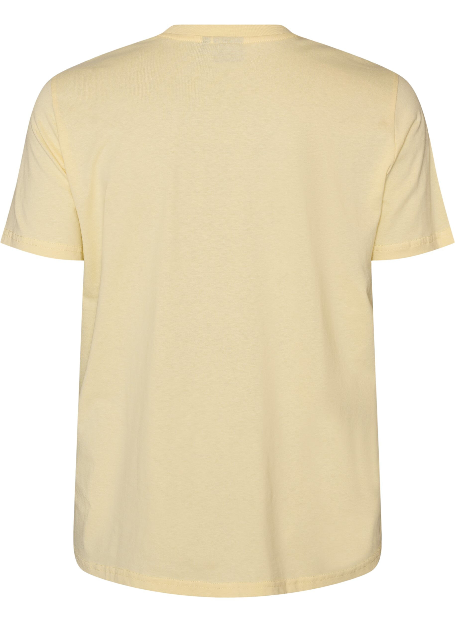 ZizziEnkel t-shirt i bomull med rund halsringning, Gul, Packshot image number 1