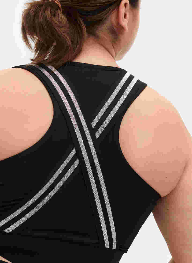 Sport-bh med glitter och korsad rygg, Black w. SilverLurex, Model image number 2