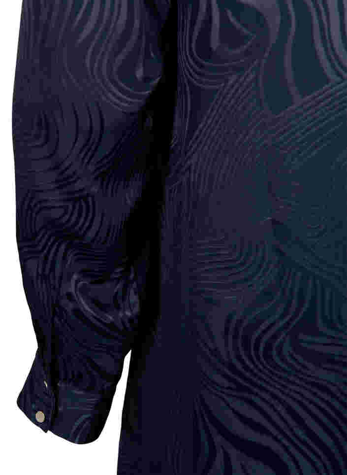 V-ringad tunika med ton-i-ton-mönster, Night Sky, Packshot image number 3